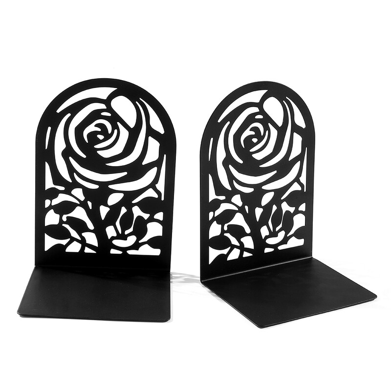 Suport cărți din metal trandafir Romance Hollow Flower Book Suport Office Schoolroom Decoration Book organizează Rechizite Accesorii pentru birou