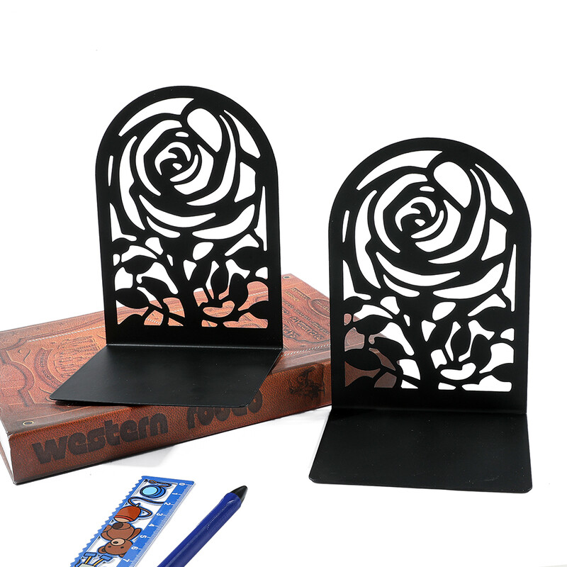 Suport cărți din metal trandafir Romance Hollow Flower Book Suport Office Schoolroom Decoration Book organizează Rechizite Accesorii pentru birou