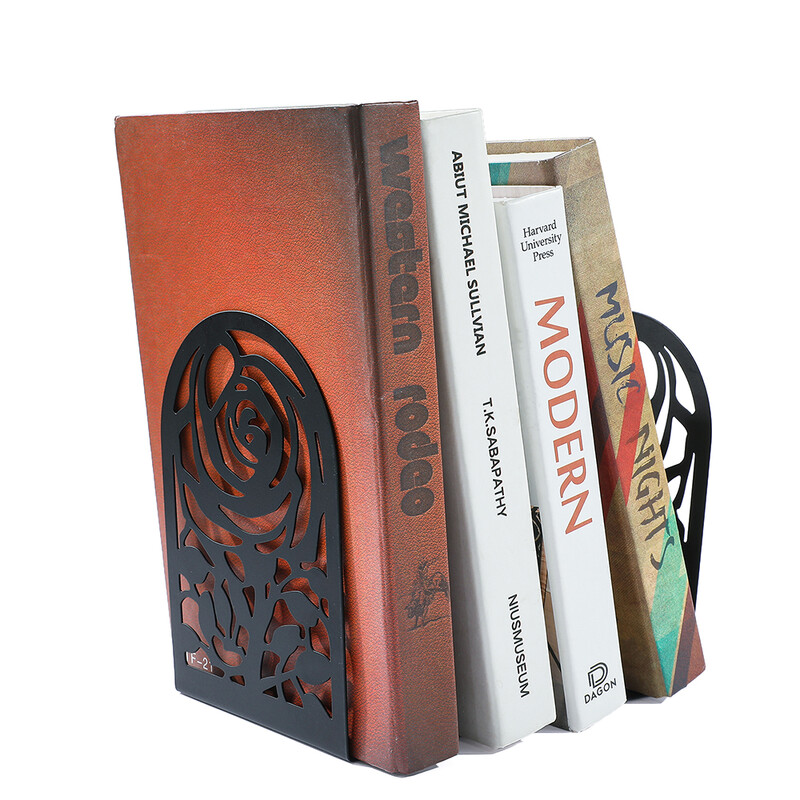 Suport cărți din metal trandafir Romance Hollow Flower Book Suport Office Schoolroom Decoration Book organizează Rechizite Accesorii pentru birou