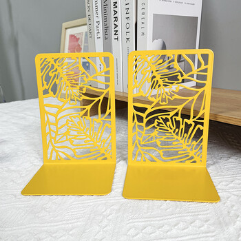 2 τμχ Basho Leaf Book Ends for Book Lovers Heavy Duty Book Ends Οικιακό Αντιολισθητικό ράφι γραφείου Σιδερένιο ράφι γραφείου