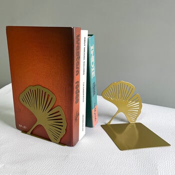 2 τεμ. Exquisite Yellow Ginkgo Book Ends Metal Bookend Office Desktop Home για βιβλιόφιλους Προμήθειες γραφείου Ράφι βιβλίων