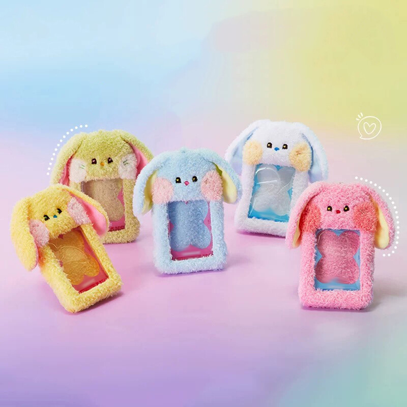 Pliušinis kortelių laikiklis Raktų pakabukas Pliušinis kortelių dangtelis Mielas pliušinis fotokortelių laikiklis su raktų pakabuko dangteliu