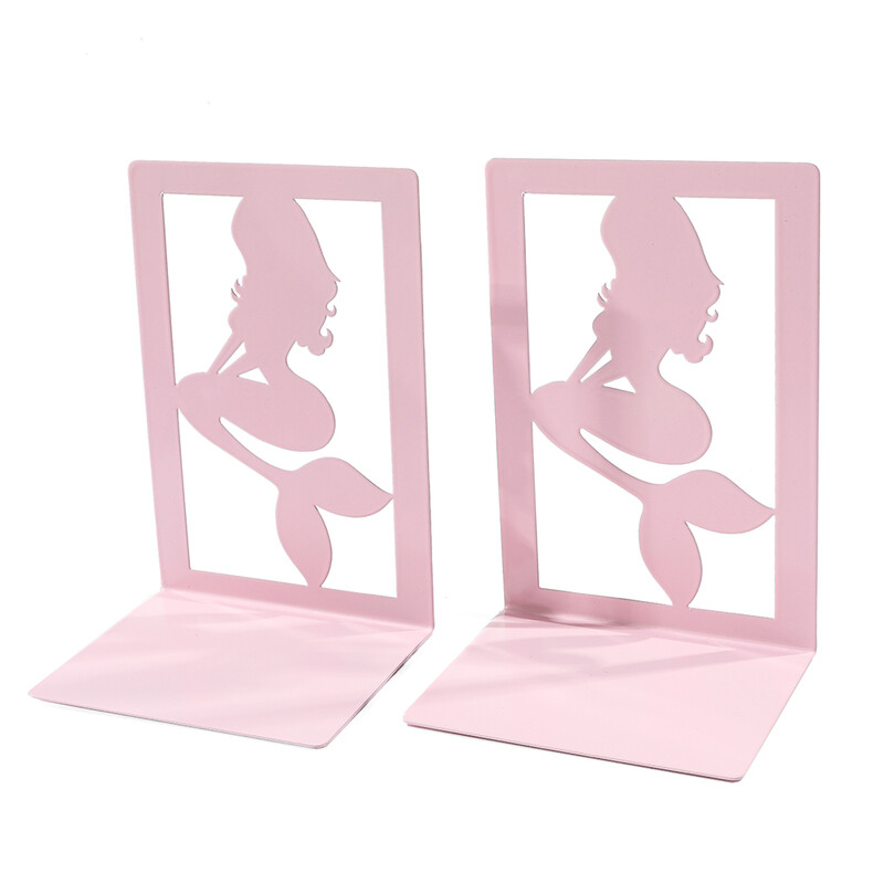 2 komada ružičastih sirena Držači za knjige Metalni držači za knjige Poklon za ljubitelje knjiga Neklizajući držači za teške uvjete rada Stolni uredski materijal Željezni držač za knjige