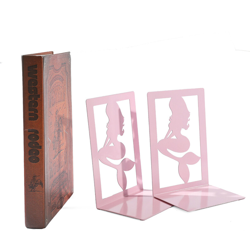 2 komada ružičastih sirena Držači za knjige Metalni držači za knjige Poklon za ljubitelje knjiga Neklizajući držači za teške uvjete rada Stolni uredski materijal Željezni držač za knjige