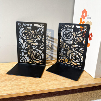 2 τεμάχια Rose Book End για τους λάτρεις των βιβλίων, Hollow Out Rose Heavy Duty Bookends, Home Office Bookend, Μεταλλικά σε σχήμα L Ανδρικά Γυναικεία