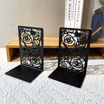 2 τεμάχια Rose Book End για τους λάτρεις των βιβλίων, Hollow Out Rose Heavy Duty Bookends, Home Office Bookend, Μεταλλικά σε σχήμα L Ανδρικά Γυναικεία