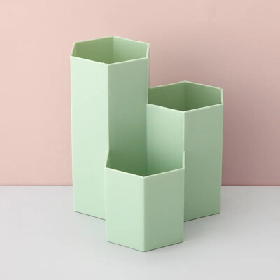 Cutie de depozitare perii Suport stilou de mare capacitate în formă de fagure Inserție înclinată Organizator de birou din plastic 3 zăbrele Șurub de machiaj cosmetic