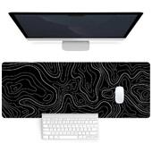 1 buc. mouse pad Gaming Pad pentru tastatură mare 31,5 x 11,8 inci Mouse Pad topografic alb-negru Mouse Pad pentru tastatură cu Anti-Sl