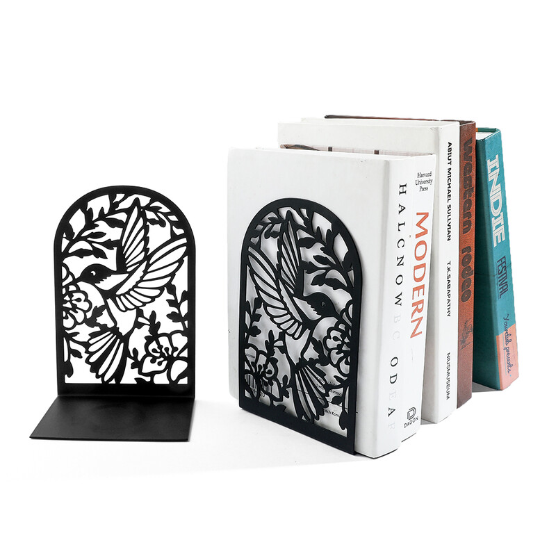 Suport de cărți clasic, clasic, cu flori de păsări, pentru decorarea raftului, capete de cărți din metal rezistent, cadou pentru suport pentru cărți de familie.
