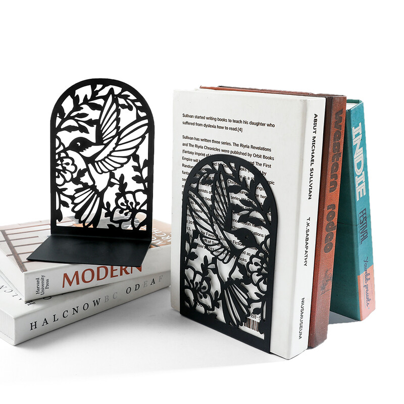 Suport de cărți clasic, clasic, cu flori de păsări, pentru decorarea raftului, capete de cărți din metal rezistent, cadou pentru suport pentru cărți de familie.