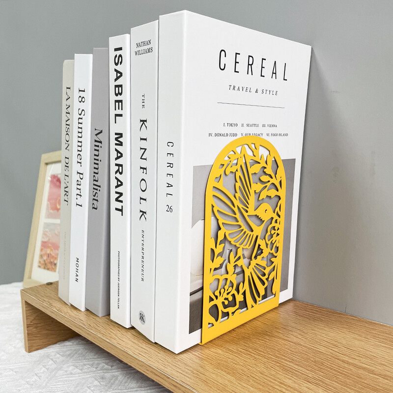 Suport de cărți clasic, clasic, cu flori de păsări, pentru decorarea raftului, capete de cărți din metal rezistent, cadou pentru suport pentru cărți de familie.