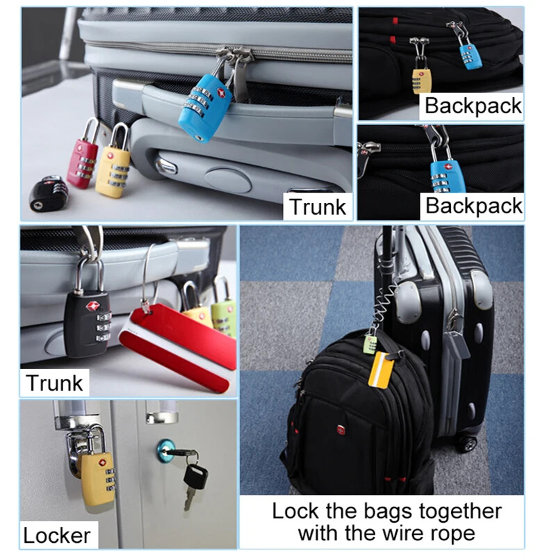 TSA užraktai Smart 3 pozicijų atstatomas kombinuotas užraktas kelioniniam bagažui lagaminui nuo vagystės kodas pakabinamas spynos muitinės slaptažodžio užraktas