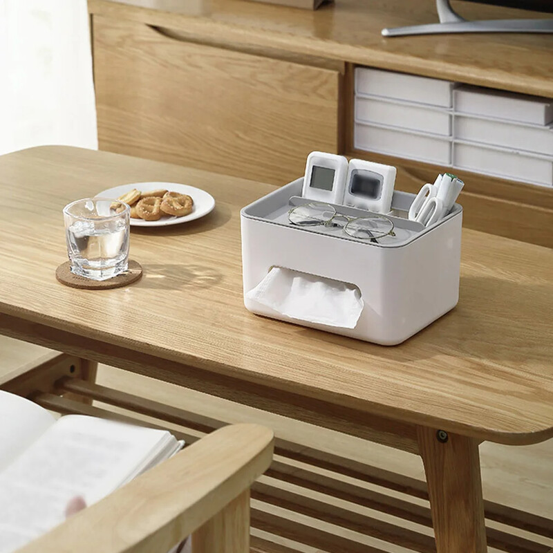 Настолно дистанционно управление за съхранение Прахоустойчива хартиена кутия, монтирана в кола домашна масичка за хол, проста и креативна многофункционална