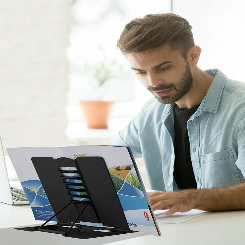 2023 Регулируем преносим метален регулируем държач за книги за четене Поддръжка на рафт за документи Поставка за книги Таблет Поставка за музикални партитури Рецепти