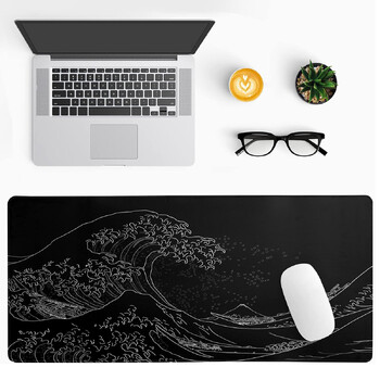 1 τεμ Black Sea Wave Large Mouse Pad 800*300mm Extended Gaming Mouse Pad Desktop Pad με ραμμένο αντιολισθητικό πληκτρολόγιο βάσης από καουτσούκ