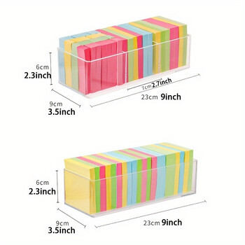 1 τεμ. Sticky Note Stationery Storage Box Clear Acrylic Sundries Διαχωρισμένο ράφι με πολλά πλέγματα