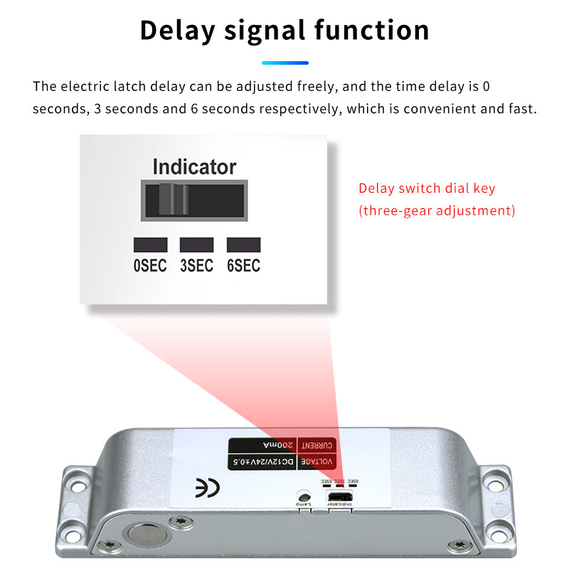 12V ili 24V izloženi električni zasun, drvena vrata, željezna vrata, protupožarna vrata, podešavanje odgode, električna upravljačka brava za kontrolu pristupa