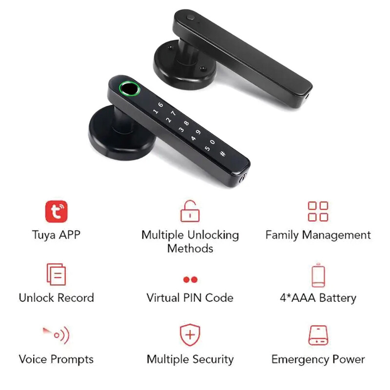 TYSH Tuya biomeetriline sõrmejälje parool Elektrilise käepidemega ukselukk Magamistoa Kodu Puidust nutikas ukselukk Smart Lock