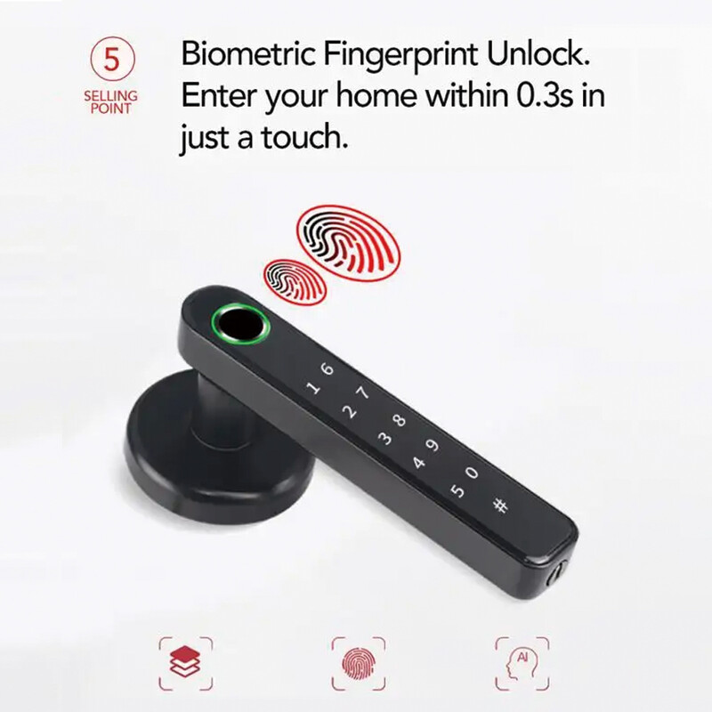 TYSH Tuya biomeetriline sõrmejälje parool Elektrilise käepidemega ukselukk Magamistoa Kodu Puidust nutikas ukselukk Smart Lock