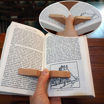 Creative Handmade Thumb Book Holder Page Book Expander Bookmark Thumb Bookmark Wood Page Spreader Book Support Office Worker Reading Book