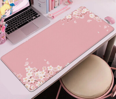 Purple Blossom Deskmat Drăguț Pastel Violet Liliac Lavandă Cireș Sakura Flori Covoraș de birou japonez Drăguț Kawaii Mousepad 900x400