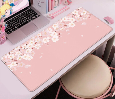 Purple Blossom Deskmat Drăguț Pastel Violet Liliac Lavandă Cireș Sakura Flori Covoraș de birou japonez Drăguț Kawaii Mousepad 900x400
