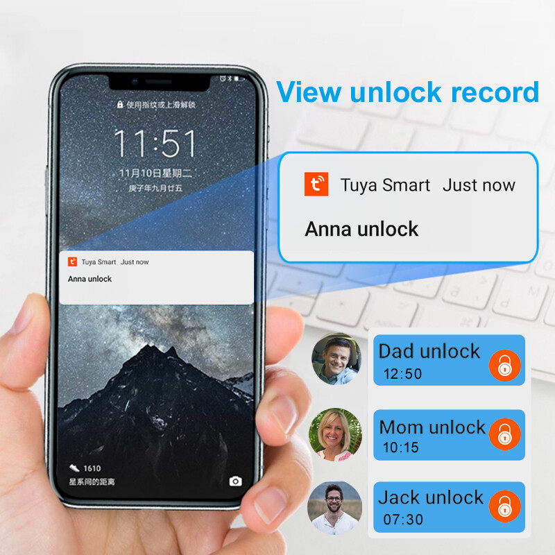 Tuya Smart Home Fingerprint Lock Bluetooth Fingerprint Катинар Брава за врати IP65 Водоустойчиви безключови USB акумулаторни домашни брави