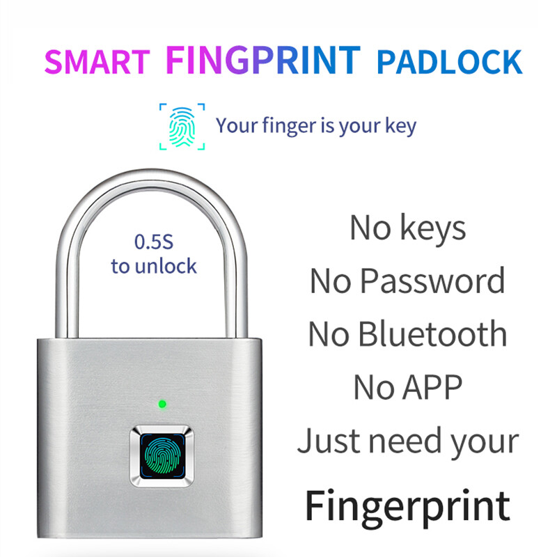Безключов катинар с пръстов отпечатък Ултра лек ключалка за врата с пръстов отпечатък с отваряне с едно докосване за фитнес зала Училищна раница Шкафче за куфар