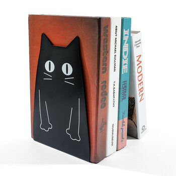 Cute Black cat Book Ends Heavy Duty Metal Bookends Office Desktop Home Βιβλιοθήκη για βιβλιόφιλους Βιβλιοθήκη Προμήθειες γραφείου