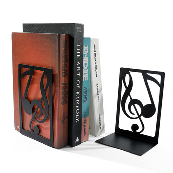 2 τεμ. Iron Musical Note Bookends File Organizer Ράφι ανάγνωσης Μεταλλική βάση επιτραπέζιων στηριγμάτων