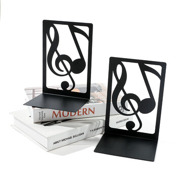 2 τεμ. Iron Musical Note Bookends File Organizer Ράφι ανάγνωσης Μεταλλική βάση επιτραπέζιων στηριγμάτων