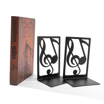 2 τεμ. Iron Musical Note Bookends File Organizer Ράφι ανάγνωσης Μεταλλική βάση επιτραπέζιων στηριγμάτων