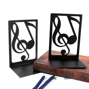 2 τεμ. Iron Musical Note Bookends File Organizer Ράφι ανάγνωσης Μεταλλική βάση επιτραπέζιων στηριγμάτων