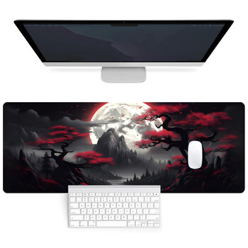 Ink Style Landscape Mountains Extended Gaming Mouse Pad - Μεγάλη αντιολισθητική βάση ποντικιού από καουτσούκ με ραμμένες άκρες και πλενόμενο