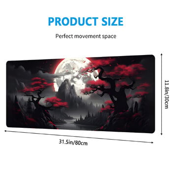 Ink Style Landscape Mountains Extended Gaming Mouse Pad - Μεγάλη αντιολισθητική βάση ποντικιού από καουτσούκ με ραμμένες άκρες και πλενόμενο