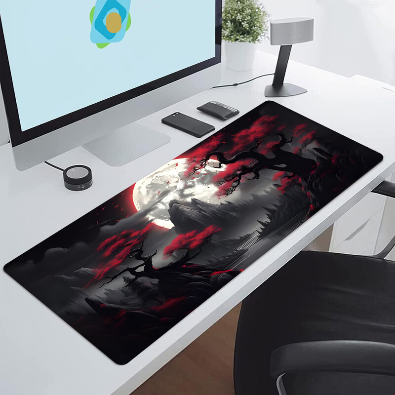 Ink Style Landscape Mountains Extended Gaming Mouse Pad - Velika neklizajuća gumena podloga za miša sa prošivenim rubovima i može se prati