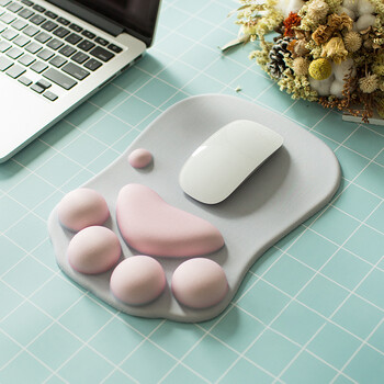 3D Cute Cat Paw Mouse Pad Μαλακό σιλικόνης αφρός μνήμης Μαξιλάρια καρπού για φορητό υπολογιστή Kawaii Mousepad Επιτραπέζιο Ματ Γραφείο