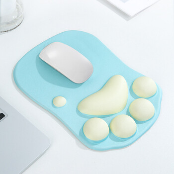 3D Cute Cat Paw Mouse Pad Μαλακό σιλικόνης αφρός μνήμης Μαξιλάρια καρπού για φορητό υπολογιστή Kawaii Mousepad Επιτραπέζιο Ματ Γραφείο