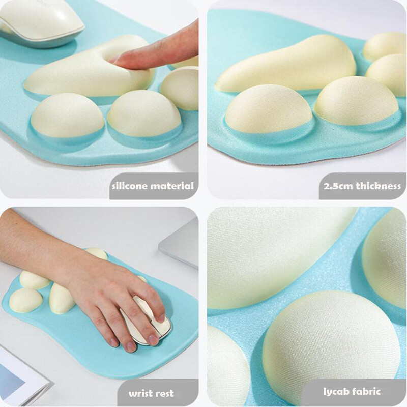 3D mielas katės letenėlės pelės kilimėlis minkštas silikoninis putplasčio riešo pagalvėlės Kawaii pelės kilimėlis nešiojamojo kompiuterio stalinis kilimėlis Biuro reikmenys