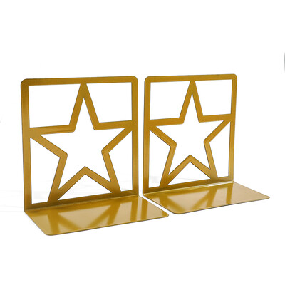 1 чифт Кухи поставки за книги с петолъчна звезда Метални звездни книгоразделители Поддръжка за книги Офис Декорация Поставки за книги Поставка за документи Подаръци