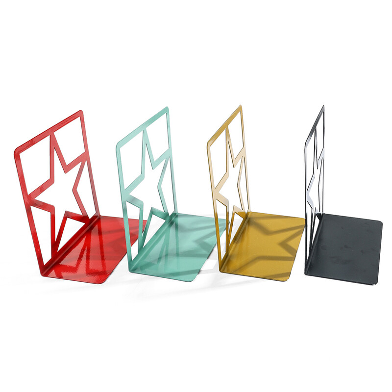 1 чифт Кухи поставки за книги с петолъчна звезда Метални звездни книгоразделители Поддръжка за книги Офис Декорация Поставки за книги Поставка за документи Подаръци