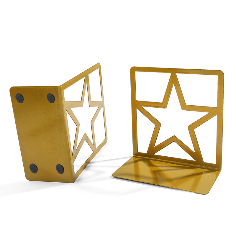 1 чифт Кухи поставки за книги с петолъчна звезда Метални звездни книгоразделители Поддръжка за книги Офис Декорация Поставки за книги Поставка за документи Подаръци