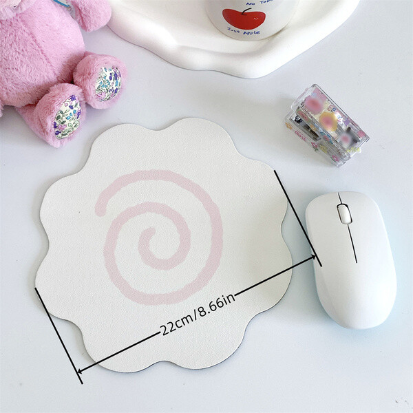 Steve Aesthetic Piele + Cauciuc Alb Floare Forma Tort Pește Mouse Pad Student Desktop Decoration Mat