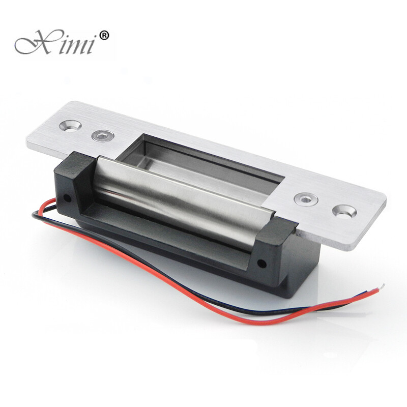 Oriģinālā DC12V nerūsējošā tērauda izturība, šaura rāmja atteice Droša ANSI standarta Electric Strike Lock elektroniskā durvju slēdzene