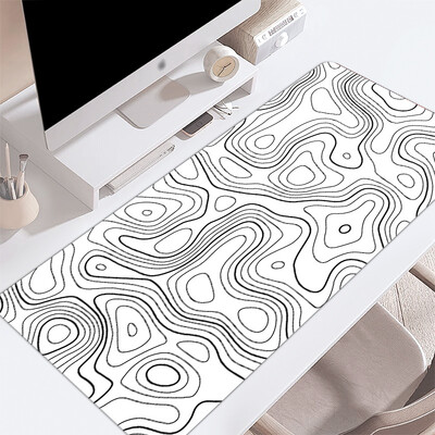 80x30 cm didelis žaidimų pelės kilimėlis žaidėjas kompiuteris užrakinamas kraštelis pelės kilimėlio klaviatūros stalas juodos ir baltos tekstūros abstrakčios linijos pelių kilimėlis