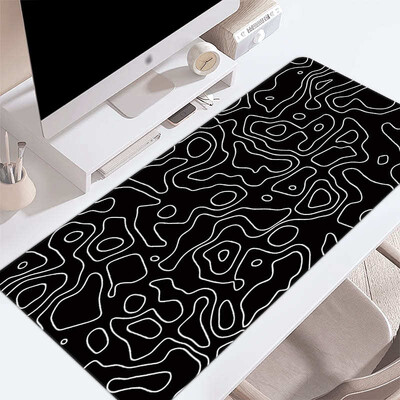 80x30 cm didelis žaidimų pelės kilimėlis žaidėjas kompiuteris užrakinamas kraštelis pelės kilimėlio klaviatūros stalas juodos ir baltos tekstūros abstrakčios linijos pelių kilimėlis