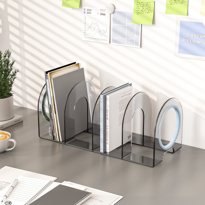 Настолен рафт за книги Прозрачен акрилен рафт за книги Преграда Рафт за дисплей за книги Спестяващ място Лесен за сглобяване Преносим Регулируем здрав
