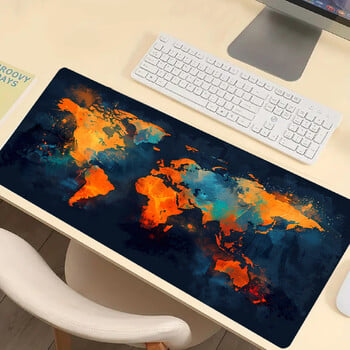 Παγκόσμιος χάρτης Mouse Pad Desk Pad Extended Mouse Mat Επιτραπέζιο Ματ πληκτρολογίου υπολογιστή Αντιολισθητική βάση Ραμμένη άκρη