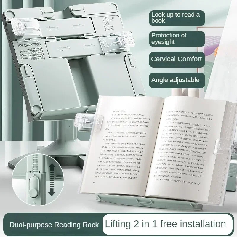 Prilagodljiva polica za čitanje Stalak za čitanje s podiznom stazom za čitanje Prijenosni nosač za knjige Višenamjenska polica za dokumente za dom