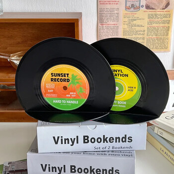 Άφιξη ABS Vinyl CD Bookends Creative Record Βιβλιοθήκη Επιτραπέζια Διακόσμηση Rubbie Vintage Partition Βιβλιοθήκη